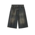 Men's 2026 Summer American High Street Retro Gradient Washed Denim Shorts Lazy Youth Trendy Ins New Versatile Casual Capri Pants. 