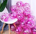 Transparent Confetti Balloons (pack of 10 pcs) multicolor and single colour Foil Sequin Balloons Birthday, wedding , celebration,Party Decoration baby shower anniversary and other event .. 