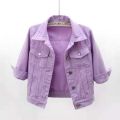 Women Denim Jacket Spring Autumn Short Coat Pink Jean Jackets Casual Tops Purple Yellow Purple Blue Loose Tops Lady Outerwear. 