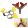Three-Way Valve 3 Way Hose Connector Barb Ball Valve Y Shape Pipe with three handle gas pipe clips. 