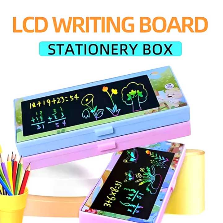 LCD Writing Board Stationery Box for Kids | Digital Pencil Box with Screen | Smart Learning Toy