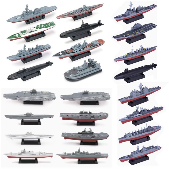 8pcs/set 4D Assembly Warship Submarine Carrier Moscow Reagan Aegis Ship Model Kits 1/1000 15cm Puzzle Toys For Children