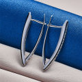 1 pair of 925 sterling silver 31mm V-shaped zircon hoop earrings for women jewelry  accessories party charm. 