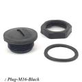 Plug-M18-Black St M18 black waterproof lock hole plug with rubber seal. 
