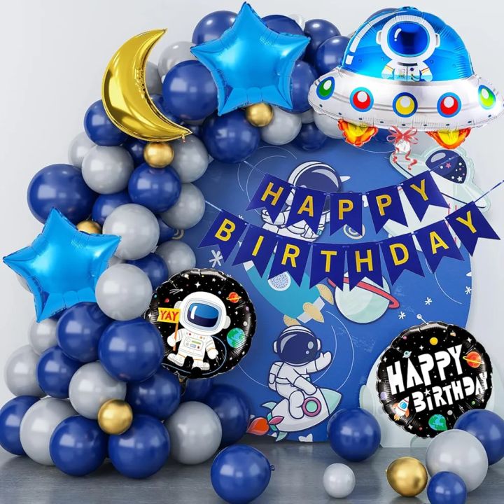 Space Theme pack of 54 pcs set Birthday Decoration Items for Boy Set of 54 Pcs Space Birthday Decoration Items for Girl | Planet Theme Birthday Decoration