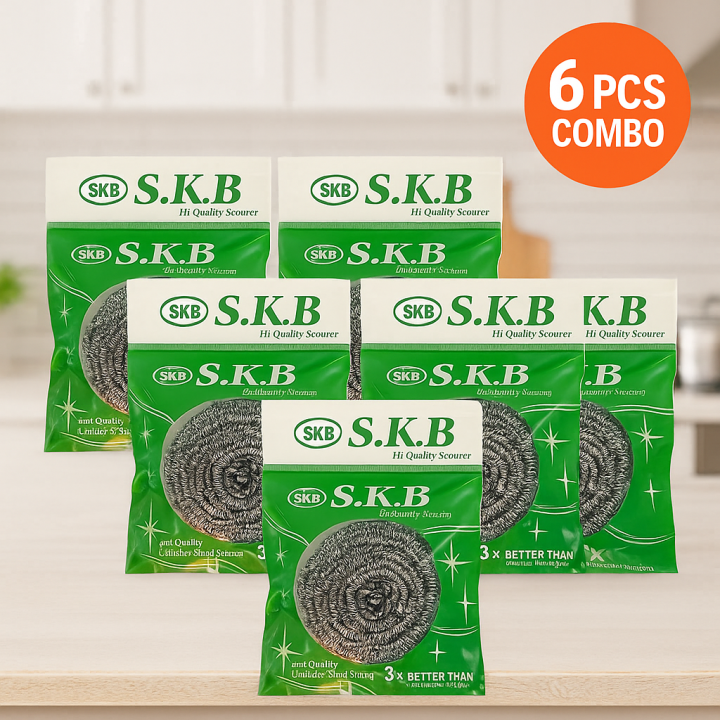 SKB Steel Scourer – 6 Pcs Pack for Tough Cleaning
