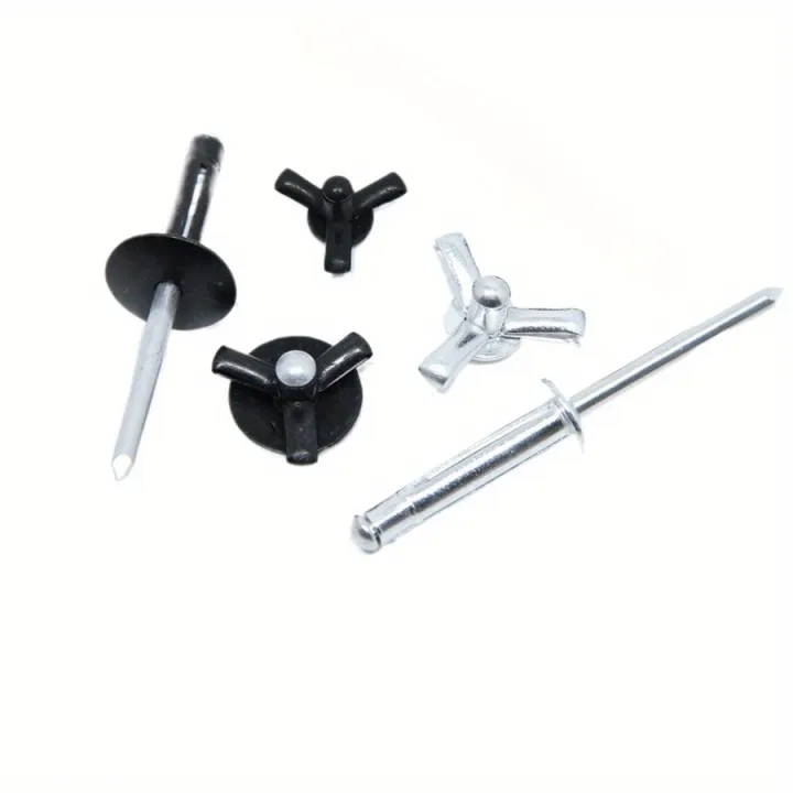 50pcs Black Silver Aluminium Trifold Blind Rivets Large Flange Rivets ...