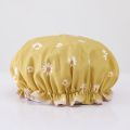New Daisy Bow Lovely Thick Women Shower Caps Colorful Double Layer Bath Shower Hair Cover Adults Waterproof Kitchen Hats. 