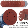 100Pcs 5inch Sandpaper 8 Hole 80Grit-3000Grit Mixed Sanding paper Round Auto Self-adhesive Sand 125mm Sanding Pad Polishing Tool. 