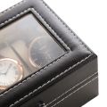 DELESYS 4 Positions PU Watch Box With Lock Household Items Storage Box For Watches Antiques Storage Box  4 Positions. 