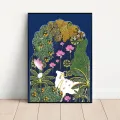F-Indian Art Cow and Lotus Golden Poster Kraft Club Bar Paper Vintage Poster Wall Art Painting Bedroom Study Stickers. 
