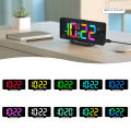 Digital Alarm Clock Desk/Wall Dimmable Electronic Clock with RGB Atmosphere Night Light  Rainbow Time USB Charger Week Display. 