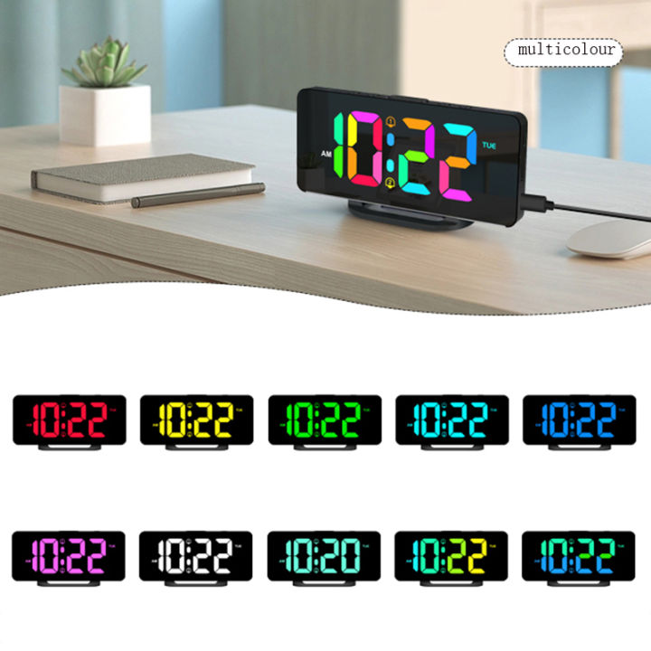 Digital%20Alarm%20Clock%20Desk/Wall%20Dimmable%20Electronic%20Clock%20with%20RGB%20Atmosphere%20Night%20Light%20%20Rainbow%20Time%20USB%20Charger%20Week%20Display%20-%20Image%203