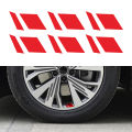 Car interior stickers 6-piece reflective car wheel rims Vinyl sticker Hash mark stripe Racing wheel hub size decoration. 