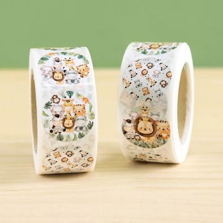 500pcs Cartoon Jungle Animal Stickers Happy Birthday Labels Safari ...