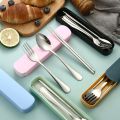 1set Household Stainless Steel Portable Tableware Chopsticks Spoons Forks Two/Three Piece Set with Box.