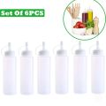 3pcs*2 Condiment Squeeze Bottles Hot Sauces Olive Oil Bottles Ketchup Mustard Dispensers Kitchen Accessories Gadgets 240 Ml. 