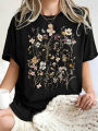 Beautiful Flower Clusters Printing Woman T-Shirt Summer Oversized Short Sleeve O-Neck Cotton T Shirts Y2K Women Sports Tops. 
