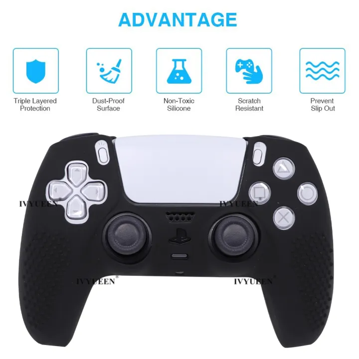 IVYUEEN%20Studded%20Protective%20Cover%20Skin%20for%20PlayStation%205%20DualSense%20PS5%20Controller%20Silicone%20Gamepad%20Case%20ThumbSticks%20Grips%20-%20Image%202