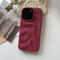 Matte Soft Wine Red Solid Color Uneven Irregularity Fold Wavy Texture Protective Phone Case for iPhone 11 12 13 14 15 16 Pro Max. 