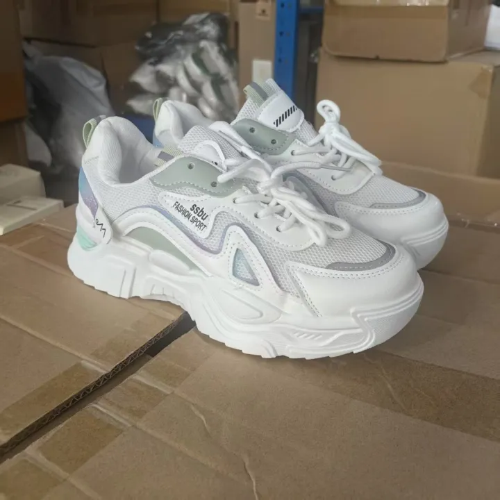 Zapatillas de deporte con plataforma para mujer, zapatos planos de color verde, informales, gruesas, 2025