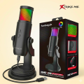 Xtrike-Me Professional Condenser Microphone for Studio Recording - USB Powered Omnidirectional Dynamic Gaming Mic for Mobile, PC, Desktop, Podcasting, Live Streaming, Singing, ASMR, Youtube - 12 RGB Lighting Modes - 360° Rotatable Body - XMC03 by FunBug. 