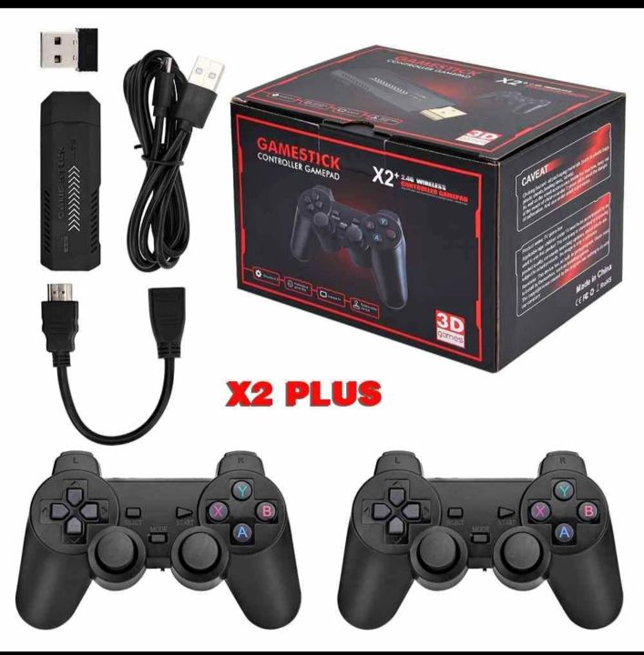 Game Stick X2 Plus 64GB 37,000 Plus Games 4K Game Stick 3D HD Retro Video Game Console 2 Wireless Controller 30 plus Emulator For PS1/N64/DC MORE