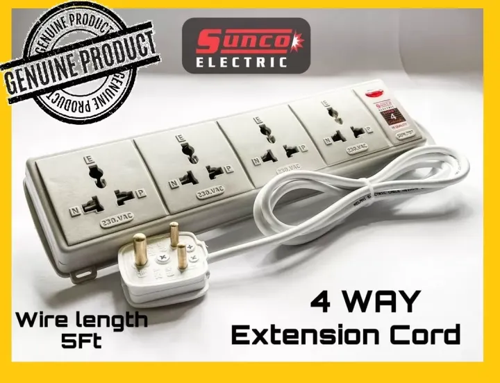 Muilty Wire Code Multiplug extension wire code 13A input 5M 4 way wire computer mobile ...