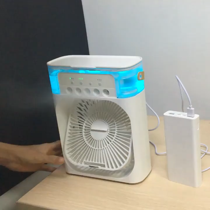 3 in 1 Portable Cooler Table Fan With Ice Water Compartment Cooling with Five Atomizer and Timer.