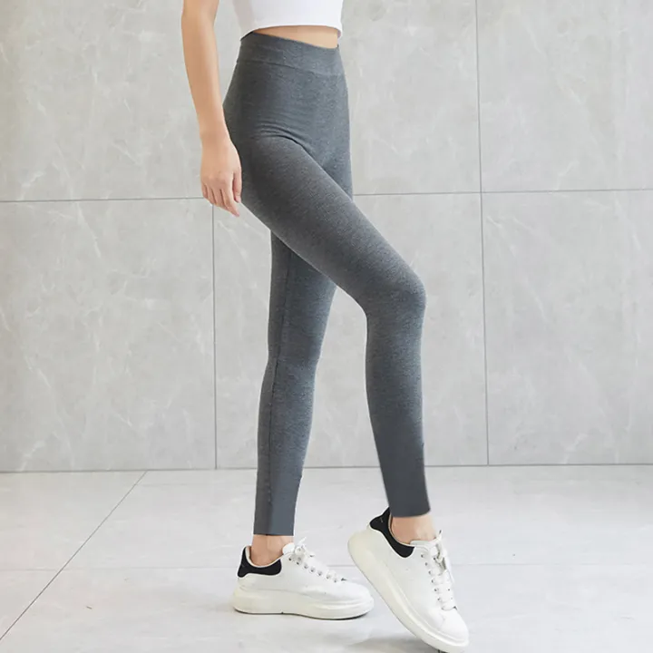 Ribbed%20Cotton%20Leggings%20Women%20Spring%20and%20Autumn%20Tights%20High%20Elastic%20Skinny%20Casual%20Pants%20Workout%20Walking%20Solid%20Leggings%20for%20Women%20-%20Image%203