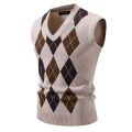 New Mens Argyle Knitwear Vest V Neck Sleeveless Casual Slim Fit Pullover Knitted Sweater Outdoor Streetwear Casual Tank Tops. 