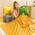 Cute Pillow Quilt Dual-use Pillow Folding Air Conditioning Blanket Car Interior Cushion Pillow 3-in-1 Office Nap Cushion Blanket.