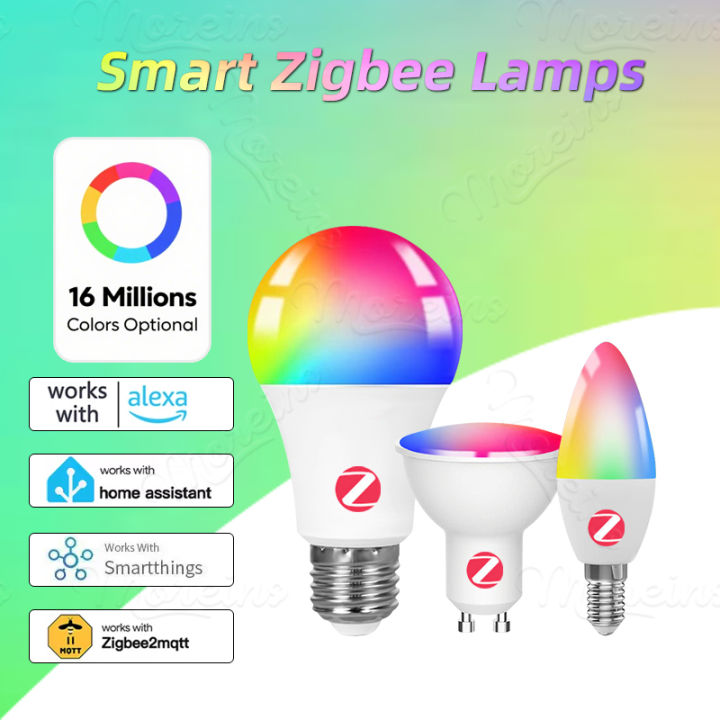 Zigbee 3.0 Smart LED Lamps E27 B22 E14 GU10 Works With Home Assistant Zigbee2mqtt Voice Group Control Echo Plus Show AC 85-265V