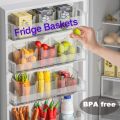Refrigerator Door Organizer Bins Clear Plastic Food Storage Containers for Fridge, Kitchen Cabinet, BPA-Free Pantry Organization and Storage. 