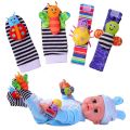 4Pcs Baby Toy 0-12 Months Baby Rattles Toys Animal Socks Wrist Strap + Rattle Baby Foot Socks Bug Wrist Strap Baby Socks New. 