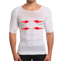Men Body Shapers Fitness Elastic Abdomen Tight Fitting Short Sleeve Shirt Tank Tops Shape Underwear Slimming Boobs Shaping. 