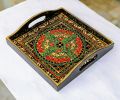 Swati art hand painted wooden serving tray.. 