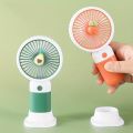 Cute Korean Design Mini Portable Fan With Rechargeable Battery Round Edge. 