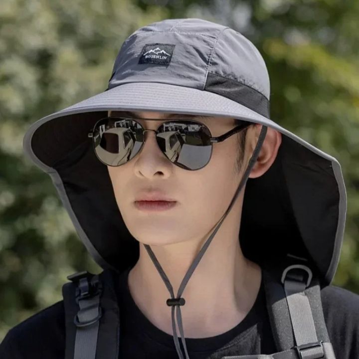 Caps%20Summer%20Wide%20Brim%20Neck%20Protection%20Unisex%20Bucket%20Hats%20Outdoor%20Visor%20Quick-drying%20Panama%20Sunscreen%20Tied%20Fishing%20Hiking%20Hat%20-%20Image%202