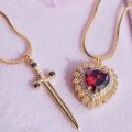 Snow White and The Huntsman Couple Heart and Sword Pendant Necklace for Women Romantic Wedding Valentine's Day Jewelry s.