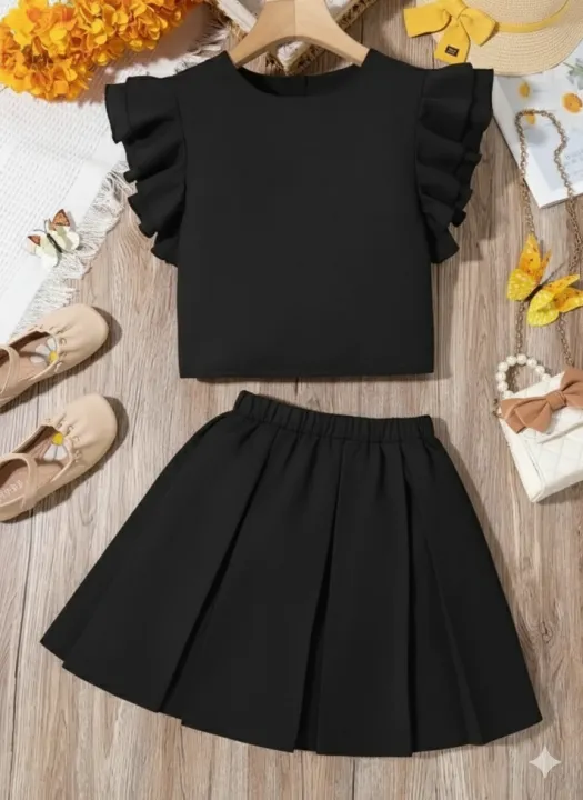 2pcs%20Girls%20Casual%20Ruffled%20Top%20And%20Skirt%20Set%20Dress%20-%20Image%204