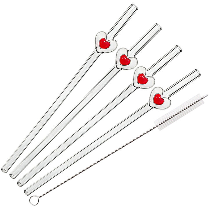 4Pcs%20Reusable%20Straws%20Glass%20Straws%20Heart%20Design%20with%201%20Cleaning%20Brush%20for%20Smoothies%20Milkshakes%20Juices%20,Valentine's%20Day%20%20-%20Image%207
