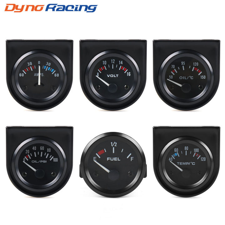 Dyno Racing Triple Gauge Kit - Volt Meter, Water Temp & Oil Pressure Gauges For Cars