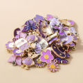 10pcs Mixed Cute Enamel Purple Charms Daisy Flower Heart Butterfly Animal Pendant for Earring Necklace Diy Jewelry Accessory.