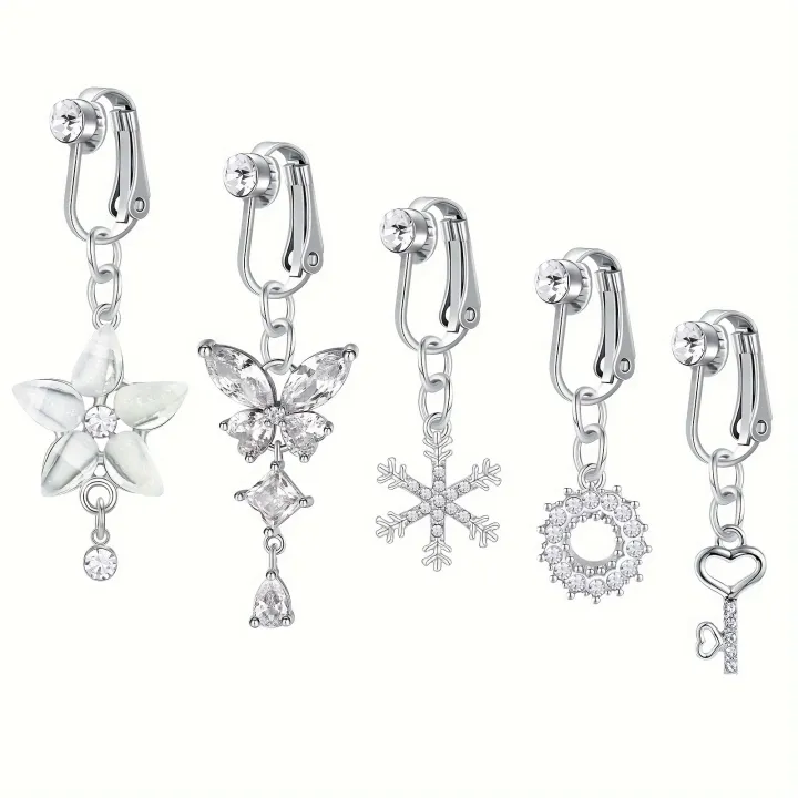 5Pcs%20Rhinestone%20Heart%20Butterfly%20Dangle%20Non%20Piercing%20Stainless%20Steel%20Navel%20Clips,Fake%20Belly%20Button%20Rings,%20%20Navel%20Jewelry%20For%20Men%20-%20Image%205