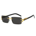 Fashion Rimless Sunglasses Women Men Cheetah Decoration Rectangular Brand Designer Sun Glasses.