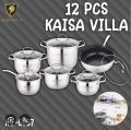 Kaisa Villa 12 Pcs Stainless Steel Cookware Set with Lid INDUCTION KV-6667. 