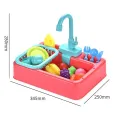 Kids Kitchen Toys Plastic Simulation Electric Dishwasher Sink Pretend Play With Electric Water Wash Basin Toy. 