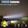 LED Torch 50,000 Lumen with Work Light, Extremely Bright Built-in 9000 mAh Battery with Digital LED Power Display, Rechargeable for Outdoor Camping Hiking. 