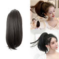 Synthetic 38cm Short Straight Ponytail Clip-on Wigs for Women Natural Fluffy Slightly Warped Fake Pony Tail Hair Extensions. 